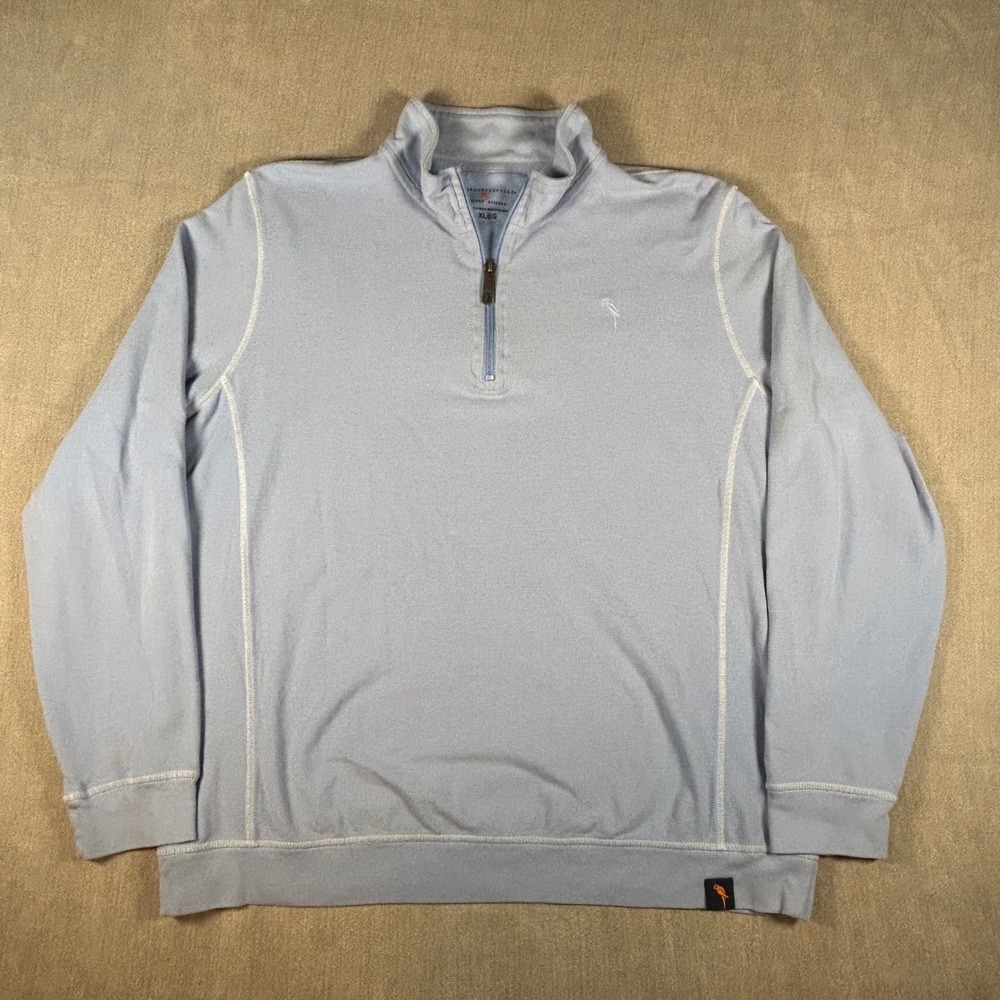 Margaritaville Island Reserve Mens XL Light Blue Quarter Zip Cotton Pullover